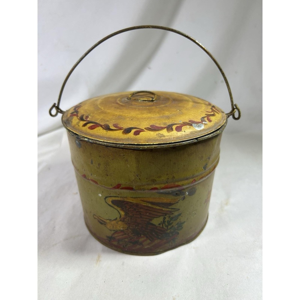 Vintage Painted Eagle USA Tin Metal Can Decor Americana America